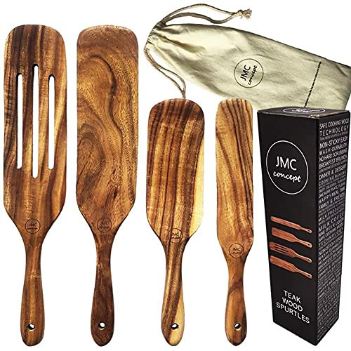JMC Concept Spurtles Kitchen Tools As Seen On TV Premium Teak Wood Spurtles Set Spurtle Kitchen tool Set Wooden Cooking Utensils Set Slotted Wooden Utensil Spatula Spoons Non-Stick Non-Scratch JMC Concept Spurtles Kitchen Tools As Seen On TV Premium Teak Wood Spurtles Set Spurtle Kitchen tool Set Wooden Cooking Utensils Set Slotted Wooden Utensil Spatula Spoons Non-Stick Non-Scratch