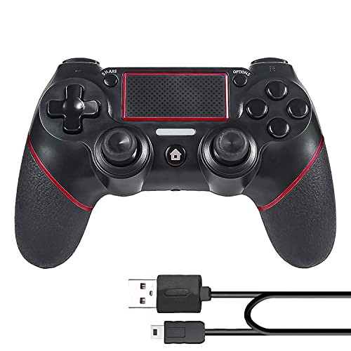 PomisGam PS4 Controller Wireless Gamepad for Playstation 4/Pro/Slim/PC-7/8/8.1/10-, with Audio Function, Colored Mini LED Indicator, Double Vibration and Anti-Slip