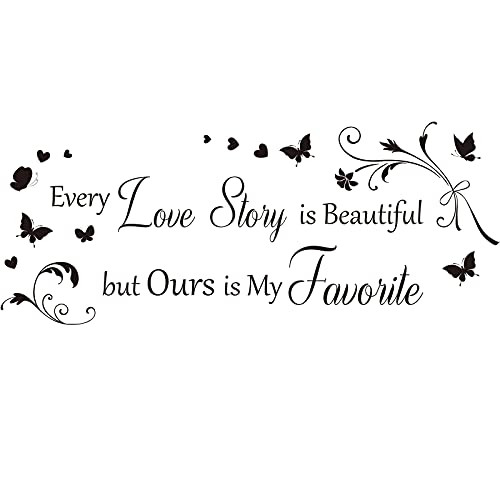 Every Love Story is Beautiful But Ours is My Favorite Wall Decals Stickers Love Quotes Wall Art Decals Vinyl Saying Sticker Removable Inspirational Heart Shape Butterfly Black for Wedding Home Decor Every Love Story is Beautiful But Ours is My Favorite Wall Decals Stickers Love Quotes Wall Art Decals Vinyl Saying Sticker Removable Inspirational Heart Shape Butterfly Black for Wedding Home Decor