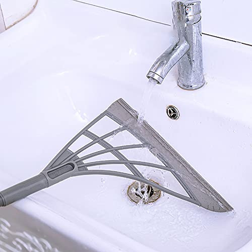 wastreake Multifunction Household Wiper, Multifunction Magic Broom with Squeegee and Telescopic Handle, Broom Scrapping Easily Dry Remove Dirt Hair Cleaning Tool for Home