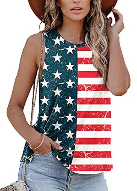 July 4th Women Summer Star Stripes Tank Tops Casual Patriotic Loose Sleeveless Shirt American Flag L July 4th Women Summer Star Stripes Tank Tops Casual Patriotic Loose Sleeveless Shirt American Flag L