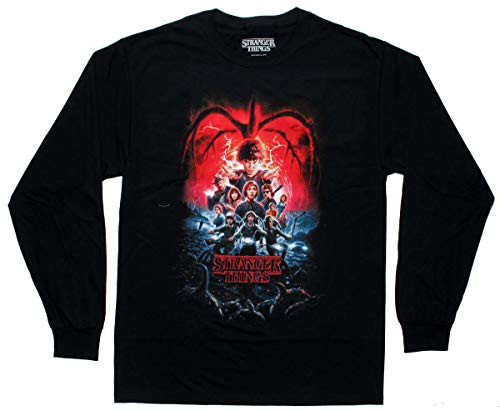 Stranger Things Season 2 Cast Poster Long Sleeve Adult T-Shirt -X-Large, Black-