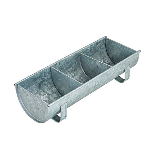 Poultry Feeder Tray | Galvanized Steel Poultry Feeder Made of Durable Metal Chicken Feeder Tray for Poultry | Chicken Feeder Trough | Bird Food Dispenser Feeder | Raw Tin Chicken Trough Steel Feeder