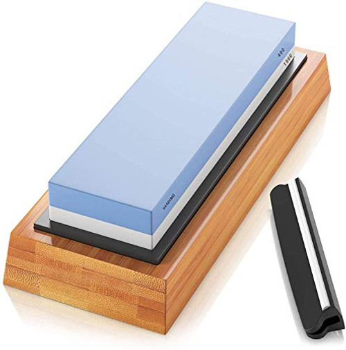 HASDING Premium Whetstone Knife Sharpening Stone 2 Side Grit 400/1000 Waterstone- Whetstone Knife Sharpener- NonSlip Bamboo Base and Angle Guide HASDING Premium Whetstone Knife Sharpening Stone 2 Side Grit 400/1000 Waterstone- Whetstone Knife Sharpener- NonSlip Bamboo Base and Angle Guide