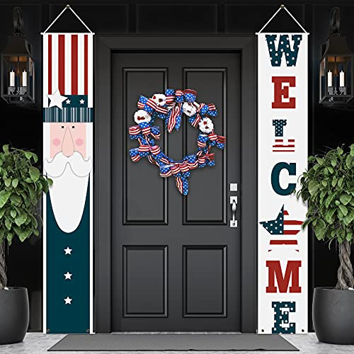 Tatuo Independence Day Welcome Porch Sign Banners Patriotic Welcome Porch Sign 4th of July Polyester Door Sign Uncle Sam Hanging Banner Welcome Hanging Banner for Independence Day Veterans Day Tatuo Independence Day Welcome Porch Sign Banners Patriotic Welcome Porch Sign 4th of July Polyester Door Sign Uncle Sam Hanging Banner Welcome Hanging Banner for Independence Day Veterans Day