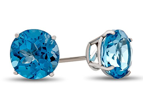 Finejewelers 6mm Round Swiss Blue Topaz Post-With-Friction-Back Stud Earrings Sterling Silver