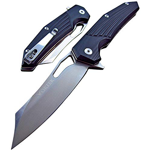 VORTEK Hawkeye EDC Folding Pocket Knife: Ball Bearing Pivot, Ultra Smooth One Hand Opening and Closing, 8Cr13MoV Reverse Tanto Blade, G10 Handles Provide Superior Grip