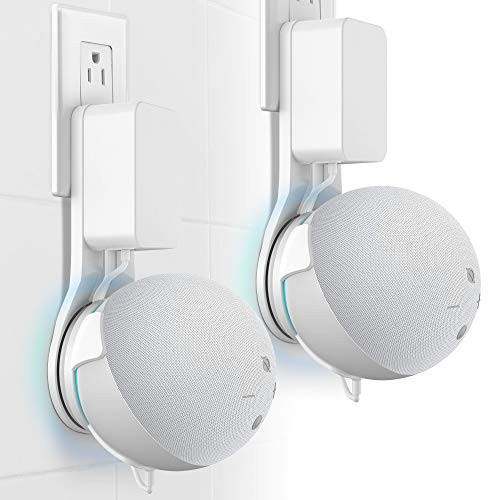 HomeMount Dot4 Generation Wall Mount - All New 4th Gen Outlet Holder, Space-Saving Accessories Built-in Cable Management Shelf -2Pack White-