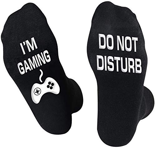 Gaming Gamer Socks for Men Women - Do Not Disturb I'm Gaming Socks,Funny Novelty Black Cotton Crew Short Socks, Gifts for Mens Teen Boys,Game Lovers Gift