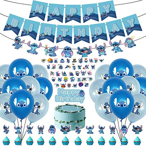 78Pcs Birthday Party Supplies For Lilo and Stitch Includes Birthday Party Banner - Cake Topper -Lilo and Stitch Banner - 12 Cupcake Toppers - 12 Balloons - 50 Stitch Stickers 78Pcs Birthday Party Supplies For Lilo and Stitch Includes Birthday Party Banner - Cake Topper -Lilo and Stitch Banner - 12 Cupcake Toppers - 12 Balloons - 50 Stitch Stickers