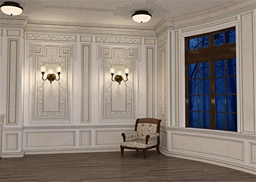 Laeacco 7x5ft European Archiculture Droplight Sofa French Window Backdrop Carving Embossments Vintage Wood Floor Interior Wedding Photography Background Kids Adults Photo Studio Props