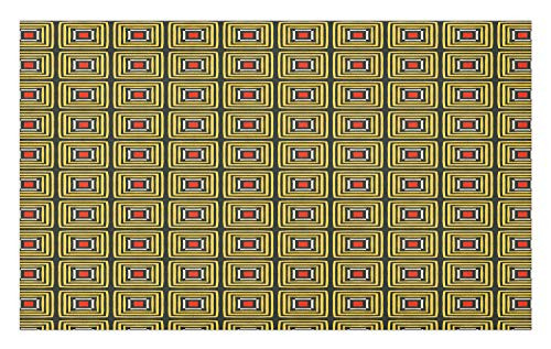Lunarable Geometric Doormat, Ornamental Design of Squares in Continuous Frames, Decorative Polyester Floor Mat with Non-Skid Backing, 30" X 18", Charcoal Grey Mustard Vermilion Champagne