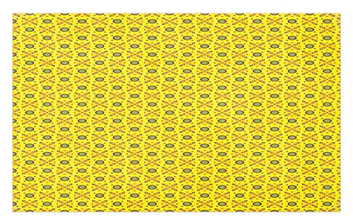 Ambesonne Abstract Doormat, Demonstration of Geometrical Motifs Diagonal Elements in Summer Colors, Decorative Polyester Floor Mat with Non-Skid Backing, 30" X 18", Yellow and Multicolor