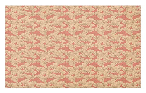 Ambesonne Floral Doormat, Repetitive Simplistic Hand Drawn Nostalgic Pastel Tones Flowers Illustration, Decorative Polyester Floor Mat with Non-Skid Backing, 30" X 18", Champagne Coral