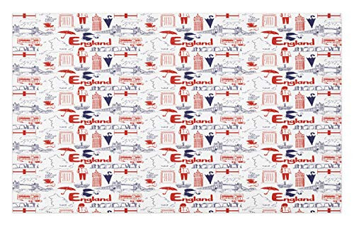 Ambesonne London Doormat, Sketch Artwork Country British Cultural Composition in Doodle Style, Decorative Polyester Floor Mat with Non-Skid Backing, 30" X 18", Dark Blue Vermilion White