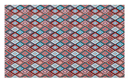 Ambesonne Aztec Doormat, Rhombus Vintage Mexican Pattern with Historical Moroccan Effects, Decorative Polyester Floor Mat with Non-Skid Backing, 30" X 18", Multicolor