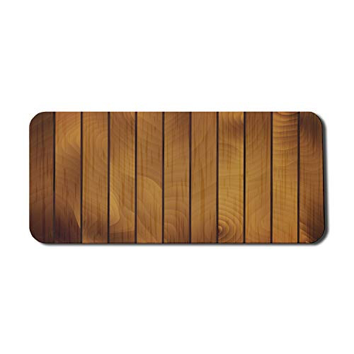 Ambesonne Brown Computer Mouse Pad, Wooden Plank Texture Tree Timber Floor Vintage Style Natural Illustration, Rectangle Non-Slip Rubber Mousepad X-Large, 35" x 15" Gaming Size, Dark Brown Pale Brown