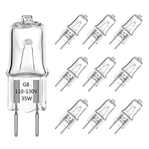 G8 Halogen Light Bulbs 35W 120V G8 Base 2Pin Dimmable Xenon Bulb T4 JCD Type Warm White 2700K for Kitchen Hood, Landscape Lights, Desk and Floor Lamps, Wall Sconces -10 Pack-