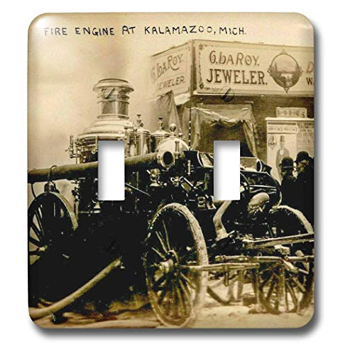 3dRose Magic Lantern Slide Fire Engine Kalamazoo Michigan 1900 - Light Switch Covers -lsp-334955-2-
