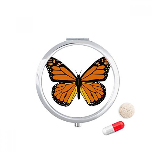 Butterfly Specimen in Orange Pill Case Pocket Medicine Storage Box Container Dispenser