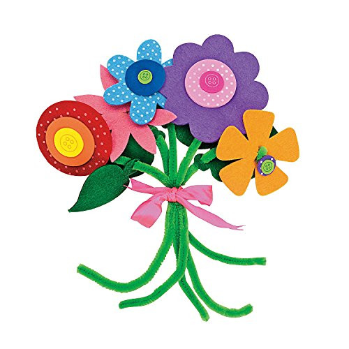 Fun Express - Felt Flower Bouquet Craft Kit for Spring - Craft Kits - Home Decor Craft Kits - Misc Home Decor Craft Kits - Spring - 12 Pieces