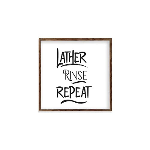 by Unbranded Frame Wood Sign Wooden Sign Plaque Lather Rinse Repeat Rustic Farmhouse Wall Decor, Country Decor for Home, Housewarming Gift