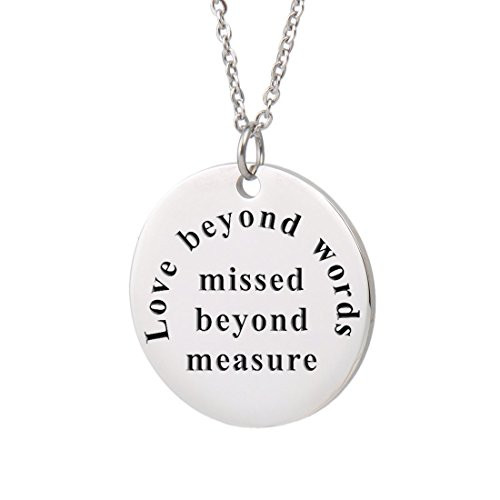 ZAloha Letter Pendant Awareness Disc Encouragement Words Necklace -Love Beyond Words, Missed Beyond Measure