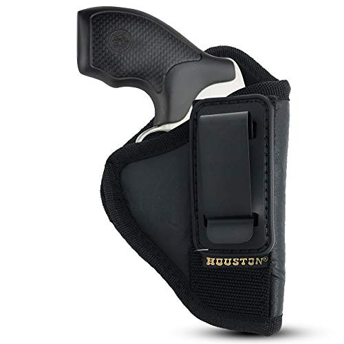 IWB TUCKABLE Revolver Holster by Houston - ECO Leather Concealed Carry Soft Material | Suede Interior for Protection | Fits Any 38 J Frames, S and W, Charter Arms, Rossi 38, Taurus,BG,LCR -Right- IWB TUCKABLE Revolver Holster by Houston - ECO Leather Concealed Carry Soft Material | Suede Interior for Protection | Fits Any 38 J Frames, S and W, Charter Arms, Rossi 38, Taurus,BG,LCR -Right-