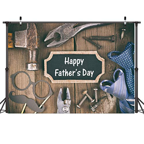 CYLYH 8x6ft Happy Father's Day Photography Background Father's Day Party Decoration Fixing Tools Backdrops Retro Wood Photo Studio Prop Backdrop D441
