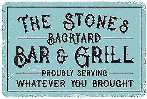 Auwozc Backyard Bar  and  Grill Sign Personalized Name Home Decor Wall Metal Outdoor Signs for Backyard Bar Accessories and Decor Clearance Barbeque Restaurant and Patio