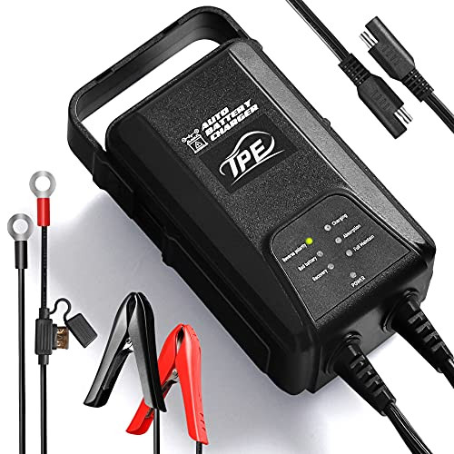 TPE Automatic Smart Battery Charger, Fully Automotive Battery Charger 6V 1.25A Battery Maintainer 6V/12V Trickle Charger Battery Charger for Car, Motorcycle, SLA, AGM, Gel Cell Lead Acid Battery