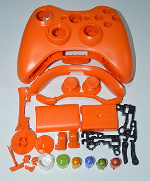 Gotor Full Housing Shell Case Cover and Buttons Thumbsticks Replacement for Xbox 360 Wireless Controller Orange