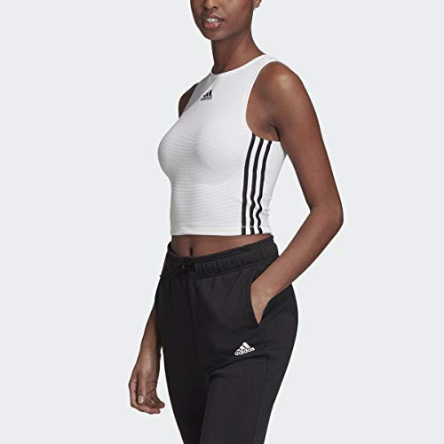 adidas womens Zippable Ribbed Tank Top White X-Small
