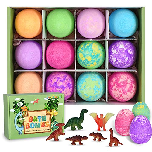 Blahhey Bath Bombs for Kids with Toys Inside, 12 Set Dino Egg Bath Bombs, Handmade and Kids Safe with Surprise Dinosaur Toys, Colorful Bubble Gift Set for Girls and Boys Surprise Birthday Christmas Blahhey Bath Bombs for Kids with Toys Inside, 12 Set Dino Egg Bath Bombs, Handmade and Kids Safe with Surprise Dinosaur Toys, Colorful Bubble Gift Set for Girls and Boys Surprise Birthday Christmas