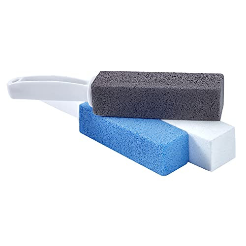 LIANTENG Pumice Cleaning Stone with Long Handle 3 Pack, Toilet Bowl Ring Hard Water Ring Cleaner, Limescale  and  Stain  and  Rust Grill Griddle Remover Cleaning Brush for Bath, Pool, Kitchen, Household