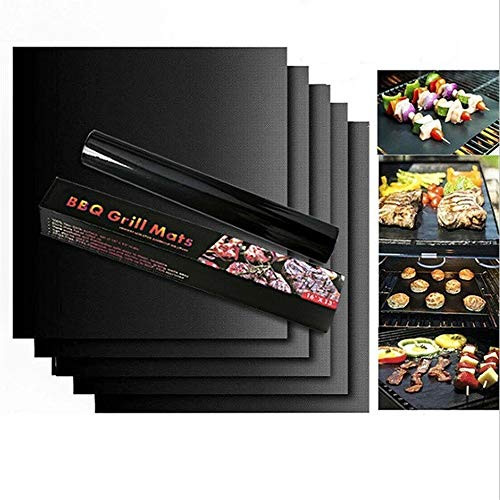 UNIVERSESTAR Grill Mat - Set of 5 Heavy Duty BBQ Grill Mats Non Stick, BBQ Grill  and  Baking Mats - Reusable, Easy to Clean Barbecue Grilling Accessorie