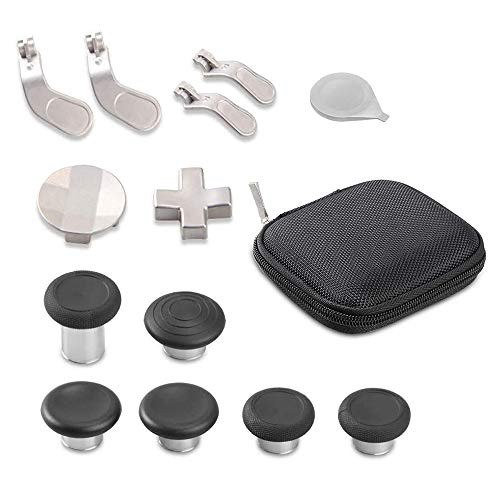 MOSTOP Elite Kit for Xbox One Elite Series 2 Controller, Xbox Gaming Accessories, Xbox One Elite Series 2 Controller Accessory Kit, Metal Mod 6 Swap Thumbsticks Joysticks 4 Paddles 2 D-Pads -Silver-
