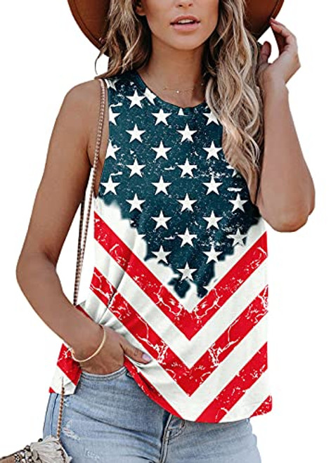 July 4th Womens Star Stripes Summer Sleeveless Shirt Patriotic Casual Loose Tank Tops American Flag XL July 4th Womens Star Stripes Summer Sleeveless Shirt Patriotic Casual Loose Tank Tops American Flag XL