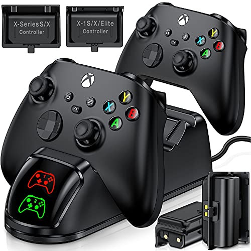 Controller Charger for Xbox one/Xbox Series X  and  S, BEBONCOOL Controller Charging Station for Xbox One X/One S Elite Controllers, Dual Charging Station with 2 x 1500mAh Rechargeable Battery Packs