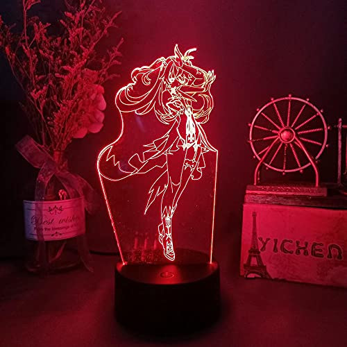 New New Genshin YuanShen 3D Night Lamp Anime Game Table Lamps for Bedroom Home Desk Setup Lighting Decor Atmosphere Bedside Light Gift 3D Night Light for Kids?Touch Control
