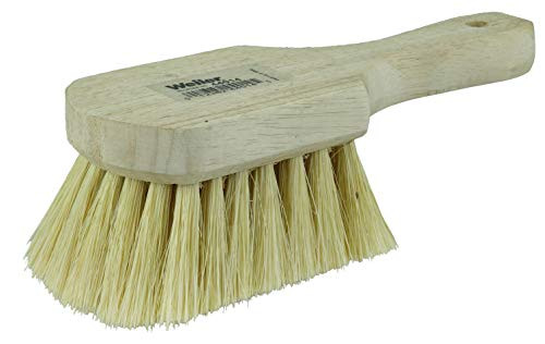 Weiler 44014 8" Utility Scrub Brush, White Tampico Fill, Short Handle, Wood Block