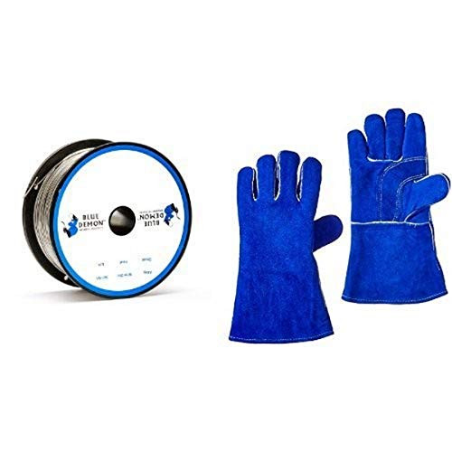 Blue Demon Spool Gasless Flux Core Welding Wire with Welding Gloves