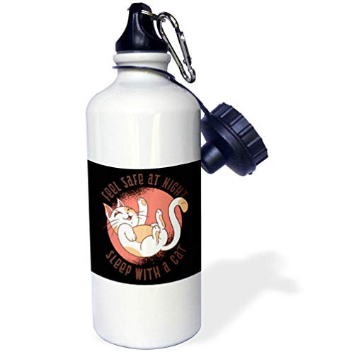 3dRose Sven Herkenrath Cat - Feel Safe at Night Sleep with a Cat Kitty Kitten Pet - Flip Straw 21oz Water Bottle -wb-320744-2-