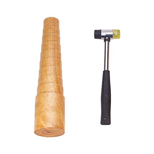 Chiloskit Chiloskit Wooden Sizing Bangle Bracelet Mandrel and Rubber Hammers Adjust Bangle Sizing Wire Wrapping Tool Jewelry Making Tools