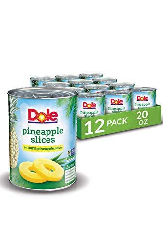 Dole Canned Pineapple Slices in 100 percent Juice, 20 Ounce Can -Pack of 12-, 240 Ounce