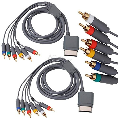 yan-2X HD TV Composite Audio Video AV Cable Cord for Microsoft Xbox 360