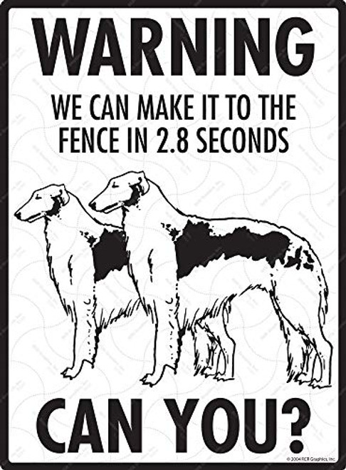 SignsWithAnAttitude Warning Borzoi - Exterior We to The Fence Aluminum Beware Dog Sign - 9" x 12"