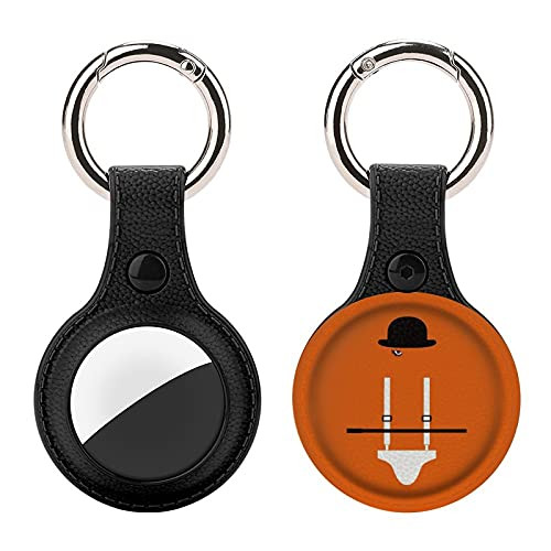 A Clockwork Orange Droog Movie Silhouette Protective Case for AirTag, Scratch-Resistant Portable GPS Tracker Protective Case with Keychain