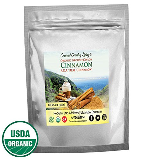 Organic Ceylon Cinnamon Powder Ground 1 lb, True Cinnamon from Ceylon, Premium Grade w/E-Book. Organic Ceylon Cinnamon Powder Ground 1 lb, True Cinnamon from Ceylon, Premium Grade w/E-Book.