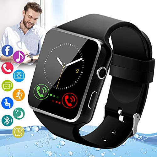 Smart Watch,Android Smartwatch Touch Screen Bluetooth Smart Watch for Android iOS Phones Wrist Phone Watch with SIM Card Slot  and  Camera,Waterproof Cell Phone Smartwatch for Men Women Newest Black